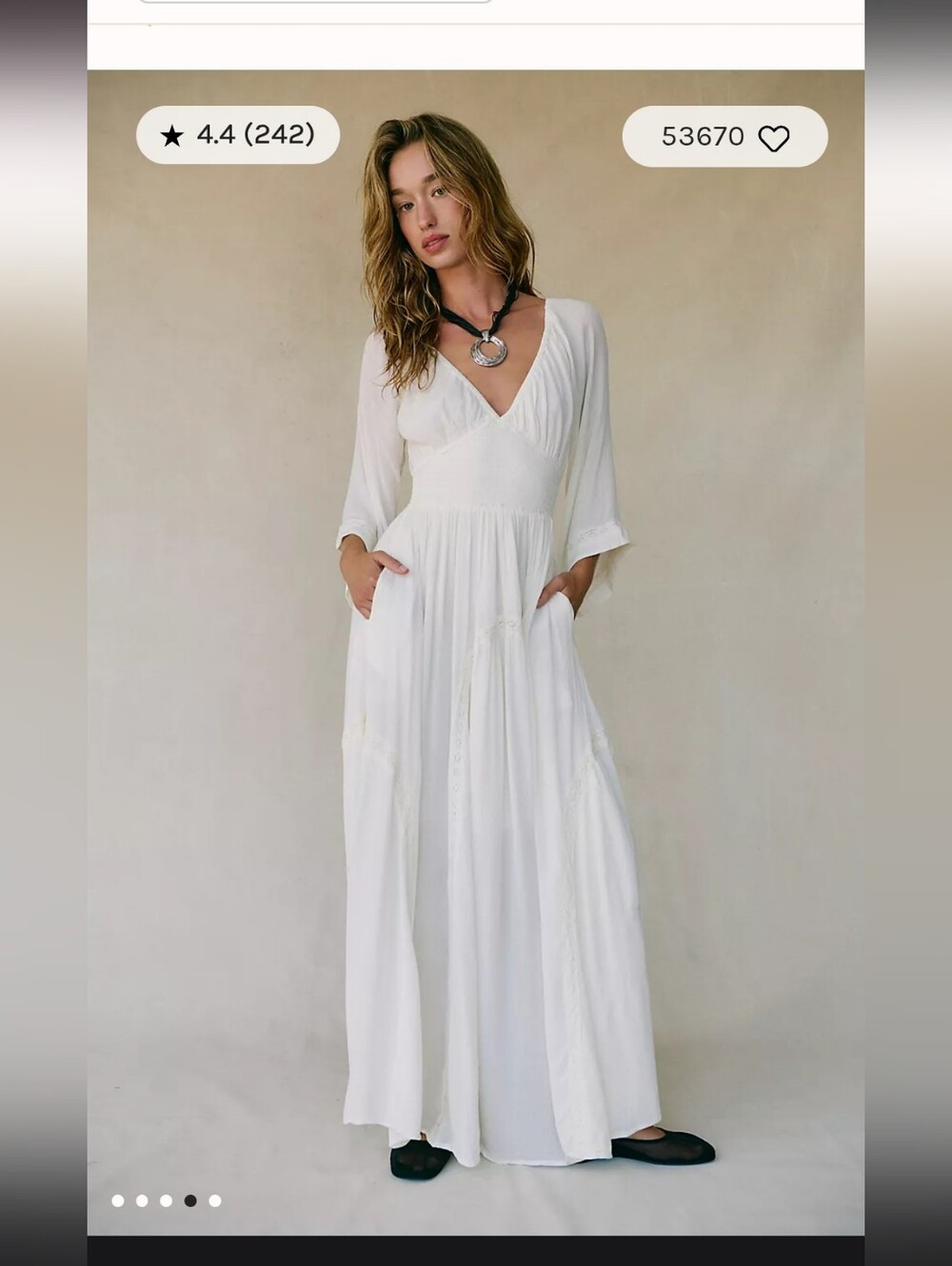 Free People White Boho Maxi Dress with Smocked Waist - Picture 11 of 13
